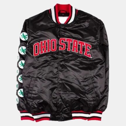 Black Ohio State Buckeyes satin varsity jacket