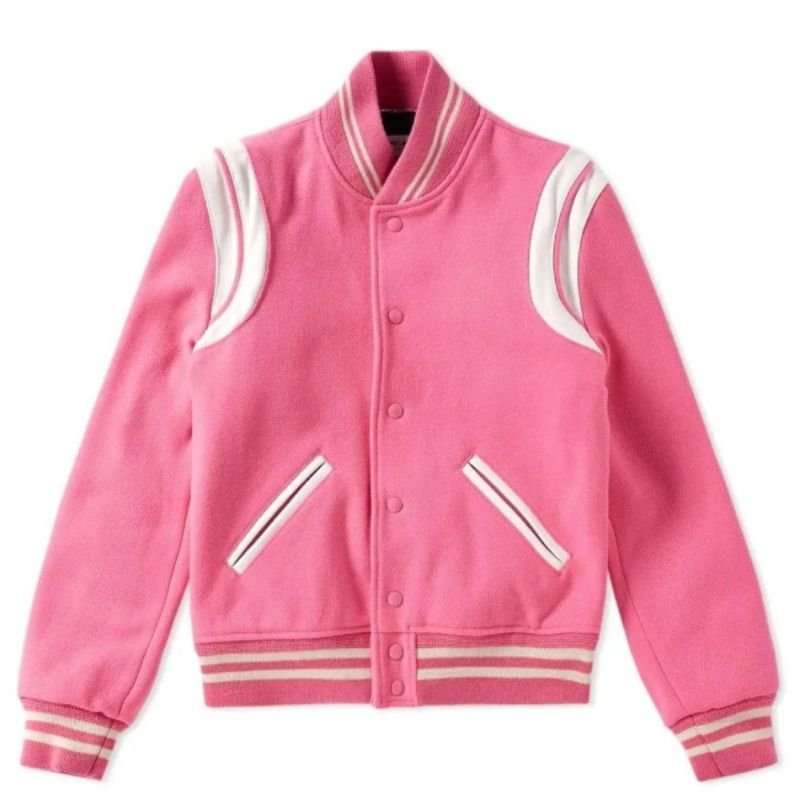 Lexi-Minetree-Elle-S01-Pink-Varsity-Jacket Elle 2026 Lexi Minetree Pink Bomber Jacket - Image 1
