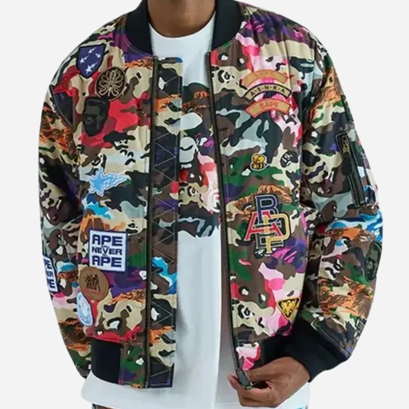 Multi-Badge-Hybrid-Camo-Padded-MA-1-Multicolor-Jacket Multi Badge Hybrid Camo Padded MA-1 Multicolor Jacket - Image 1