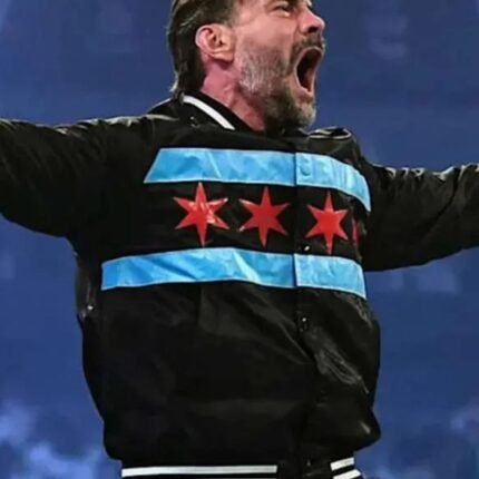 CM Punk Black Varsity Jacket side view
