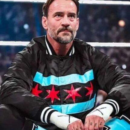 CM Punk Black Varsity Jacket front view