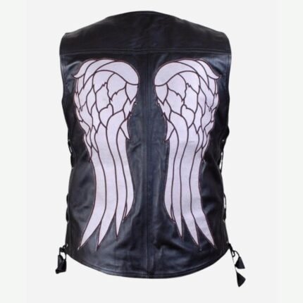 Black Daryl Dixon vest with large angel wings back design