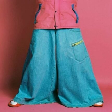Light blue Oliver Tree Pant with high waist and wide leg denim design