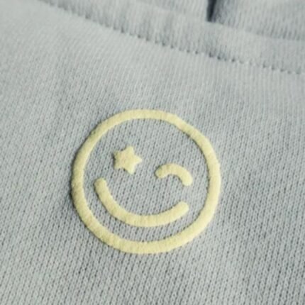 Sincerely Yours grey hoodie smile graphic detail