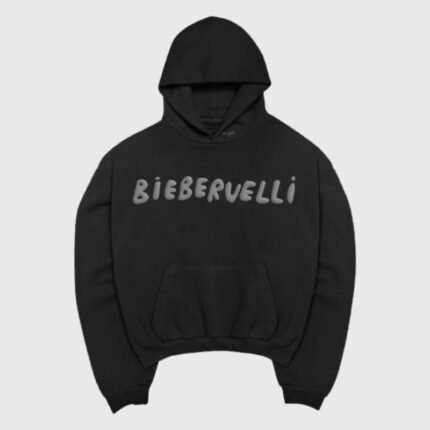 Black Skylrk Biebervelli hoodie with front graphic and kangaroo pocket