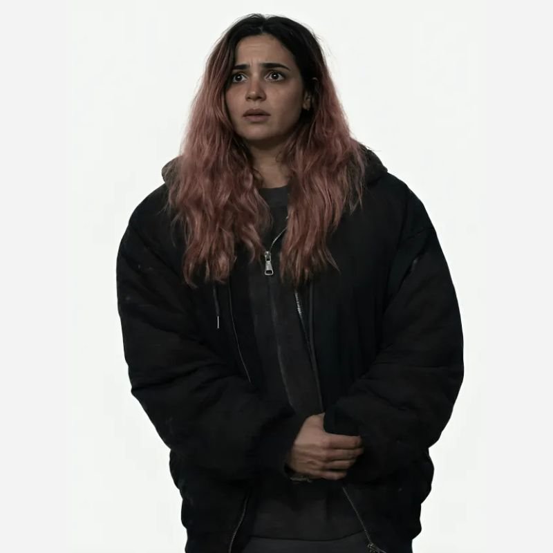 Souheila-Yacoub-Evil-Dead-Burn-2026-Black-Bomber-Jacket Evil Dead Burn 2026 Souheila Yacoub Black Jacket - Image 1