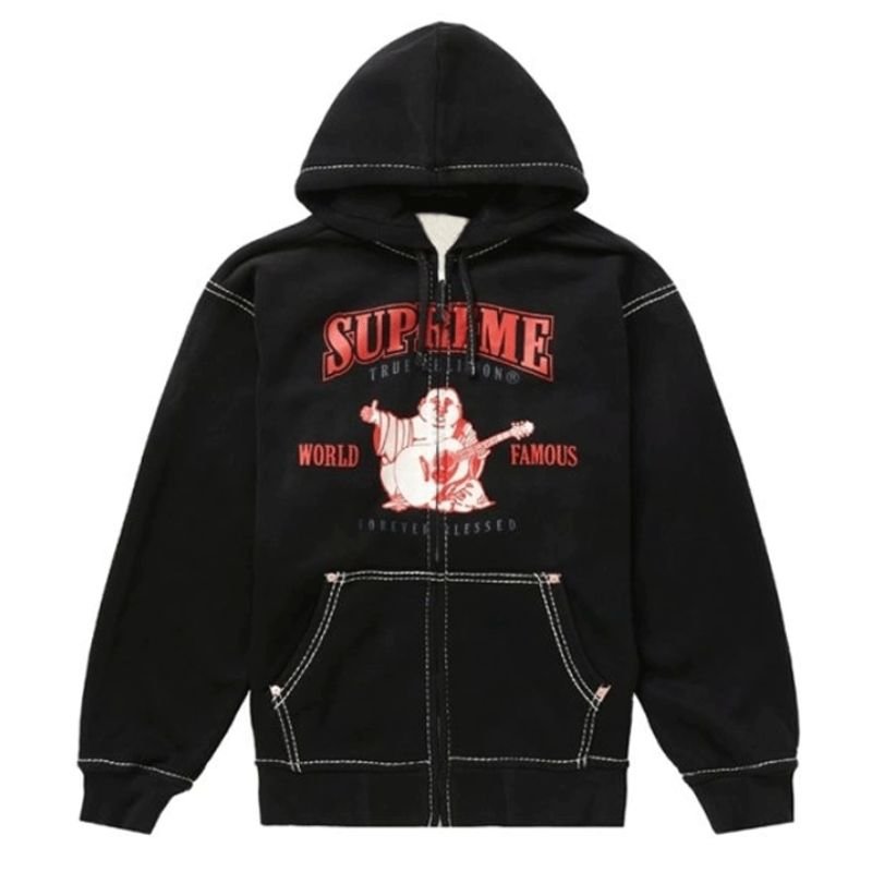 Supreme-True-Religion-Black-Hoodie Black Supreme True Religion Hoodie - Image 1