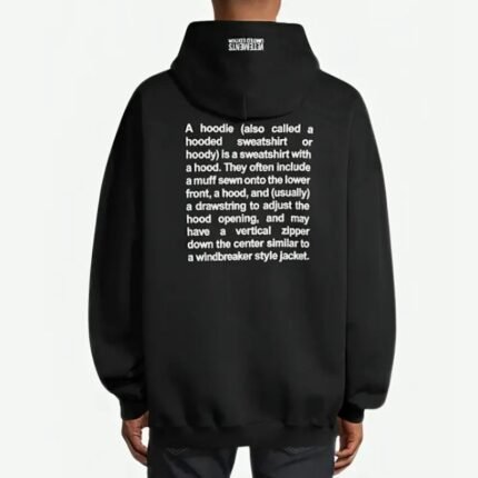 Black Vetements Definition Hoodie back with large white graphic