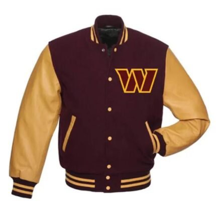 Commanders jacket laid flat, front view with the W logo patch.