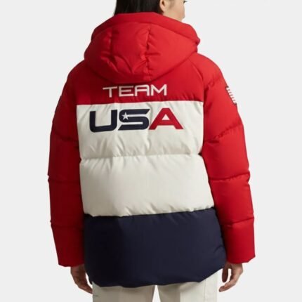 USA Olympics 2026 Jacket red and white back view with Team USA design