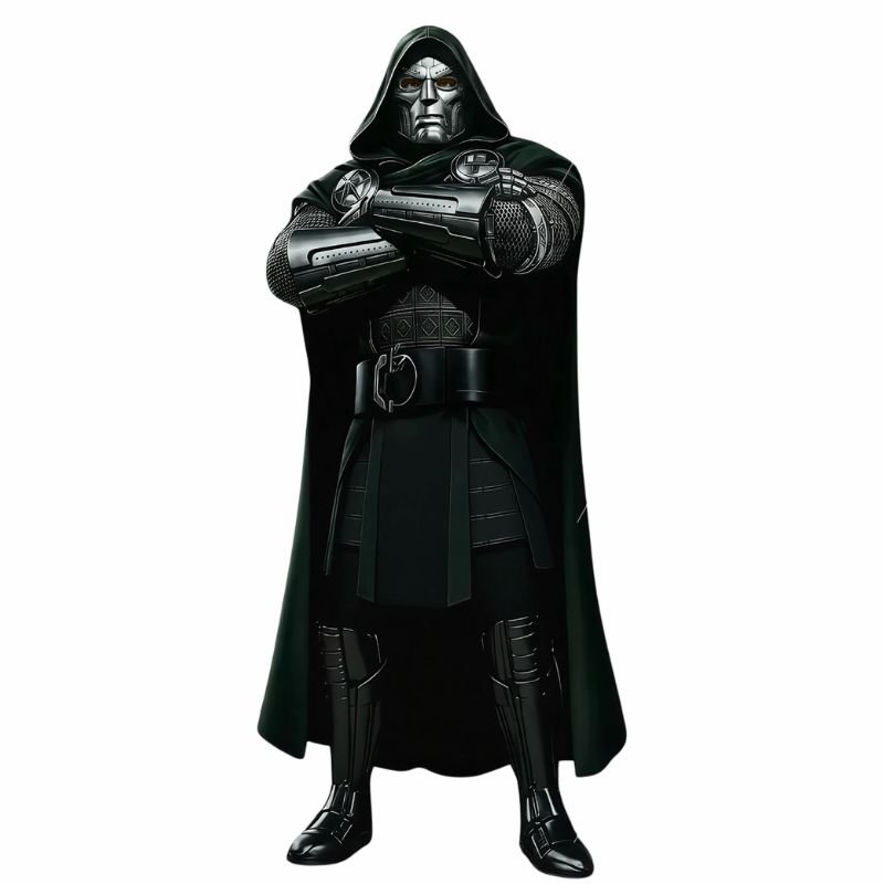 avengers-doomsday-doctor-doom-green-hooded-cloak Green hooded cloak inspired by Doctor Doom from Avengers Doomsday with decorative chain clasp front view