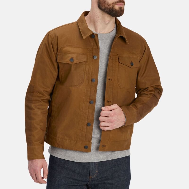 brown-cotton-field-jacket-mens Men's Brown Cotton Field Jacket - Image 1