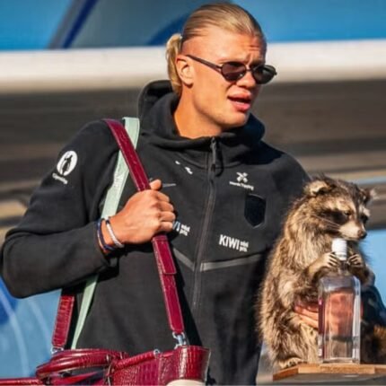 Erling Haaland wearing a black hoodie during his return to Norway after the 2026 World Cup
