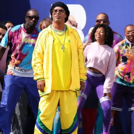 Ronaldinho FIFA World Cup Final 2026 yellow fleece jacket front view