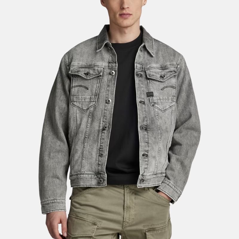 unisex-distressed-grey-stitch-denim-jacket Unisex Distressed Grey Stitch Denim Jacket - Image 1