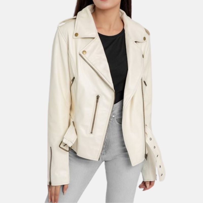 white-leather-jacket-01 Brando White Rider Women’s Leather Biker Jacket - Image 1