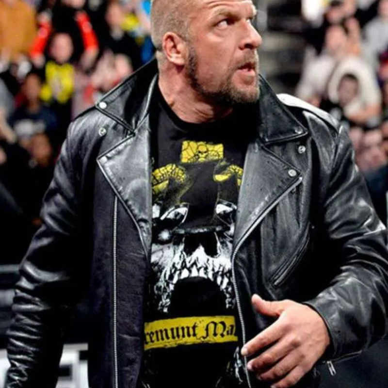 American-Wrestler-Triple-H-WrestleMania-Leather-Jacket WWE Triple H Black Leather Jacket - Image 1