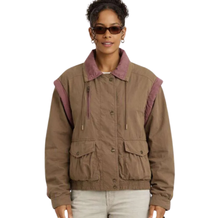 Ava Dash Khaki Jacket Front View