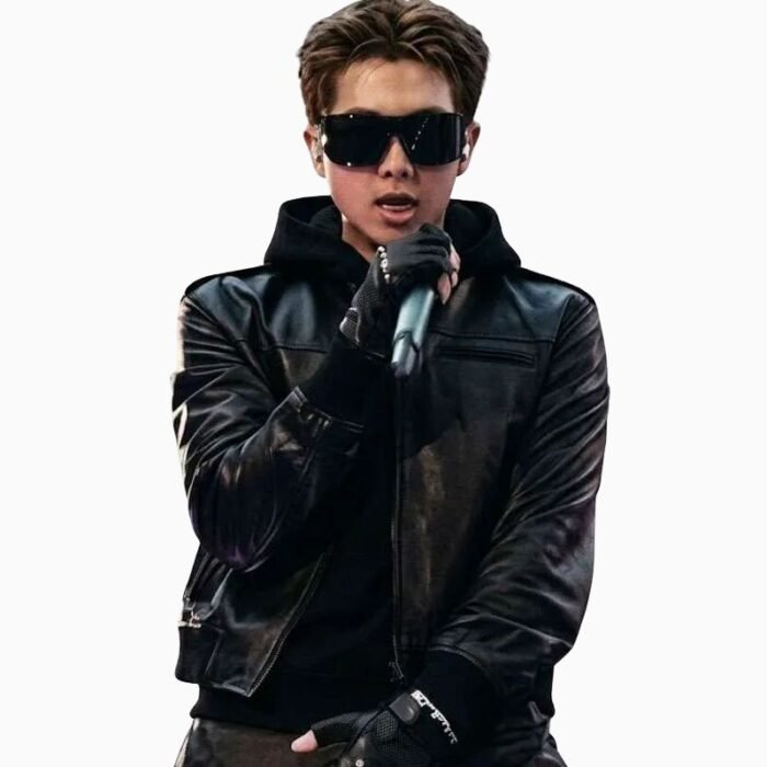 BTS RM World Tour Arirang Black Leather Jacket - Ensured Fashion