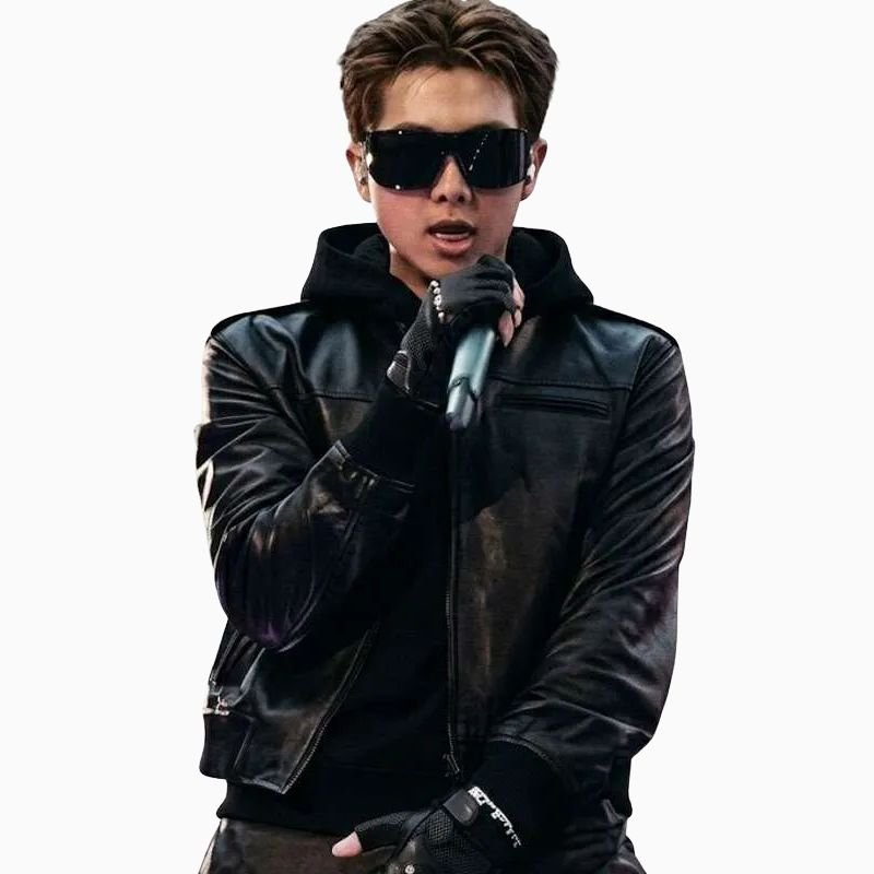 BTS-RM-World-Tour-Arirang-2026-Black-Leather-Jacket BTS RM World Tour Arirang Black Leather Jacket - Image 1