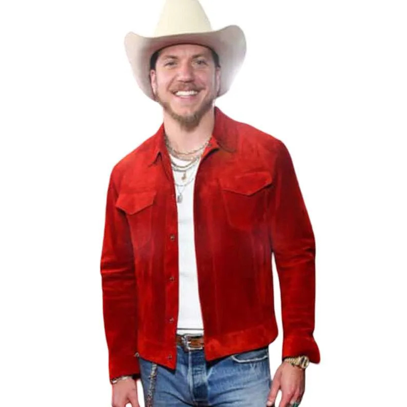 Brandon-Lake-Grammy-Awards-2026-Suede-Jacket Grammy 2026 Brandon Lake Red Suede Jacket - Image 1