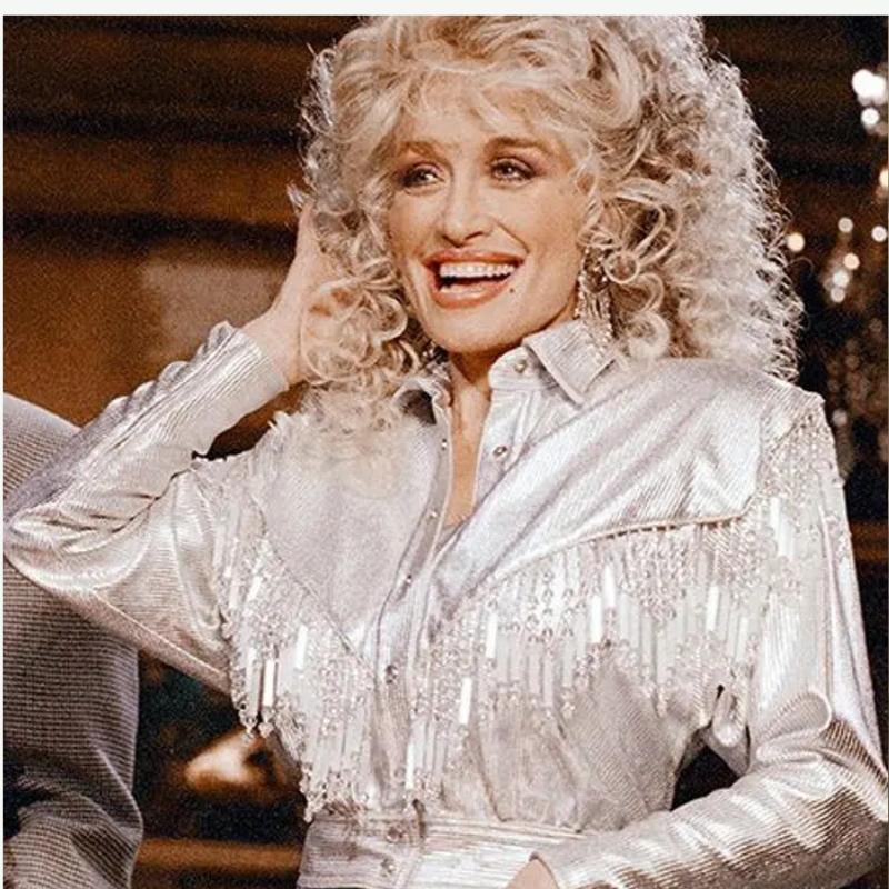 Dolly-Parton-White-Fringe-Jacket-1 Dolly Parton wearing white fringe jacket