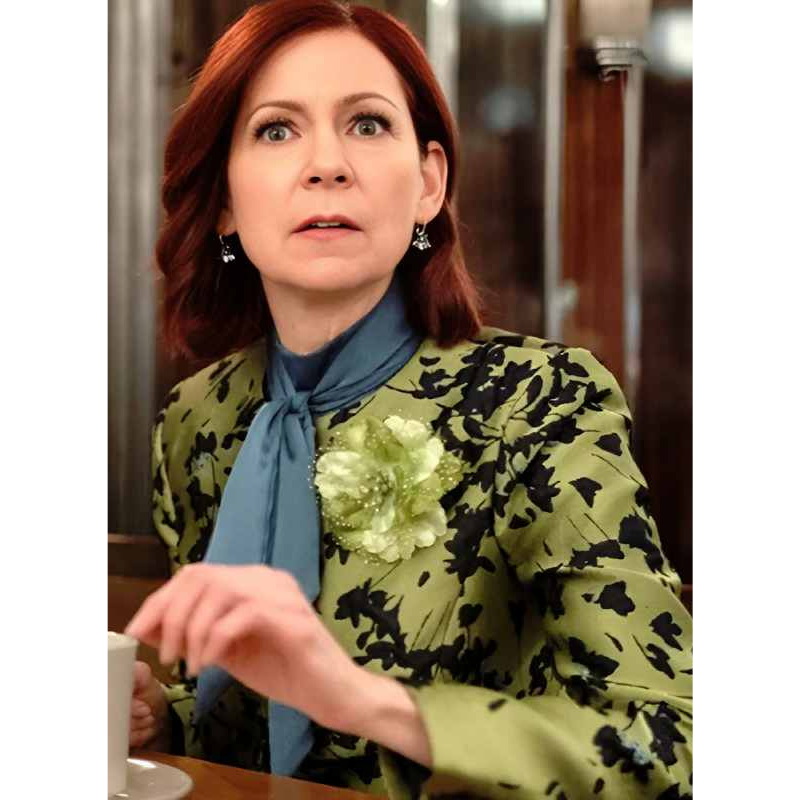 Elsbeth-S3-Carrie-Preston-Green-Floral-Jacquard-Jacket Elsbeth S03 Carrie Preston Green Jacquard Jacket - Image 1