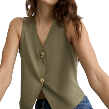 Green vest worn by a woman