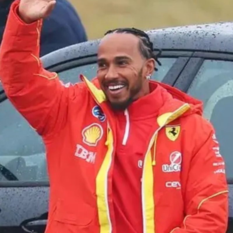 Maranello-Ferrari-Test-Lewis-Hamilton-F1-2025-Team-Red-Jacket-Unisex Lewis Hamilton F1 2025 Team Jacket - Image 1