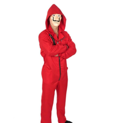 Money Heist red hooded jumpsuit costume for adults