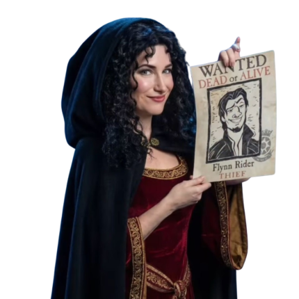 Mother Gothel inspired black and burgundy hooded cloak dress with embroidered trim