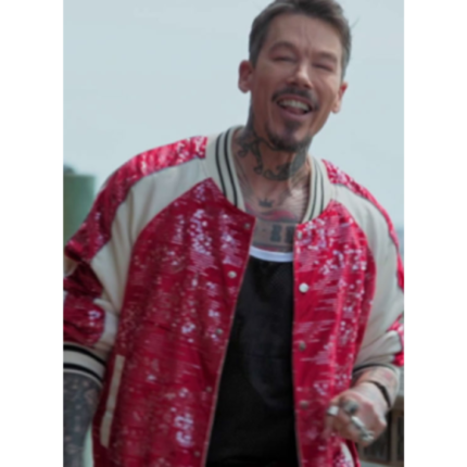 David Bromstad red sequin jacket front view