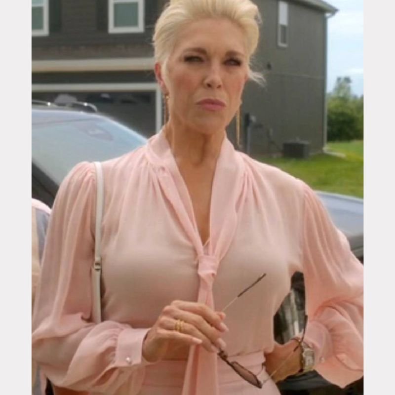 Ted-Lasso-Hannah-Waddingham-S04-Light-Pink-Tie-Neck-Silk-Blouse Ted Lasso Hannah Waddingham S04 Light Pink Tie-Neck Silk Blouse - Image 1
