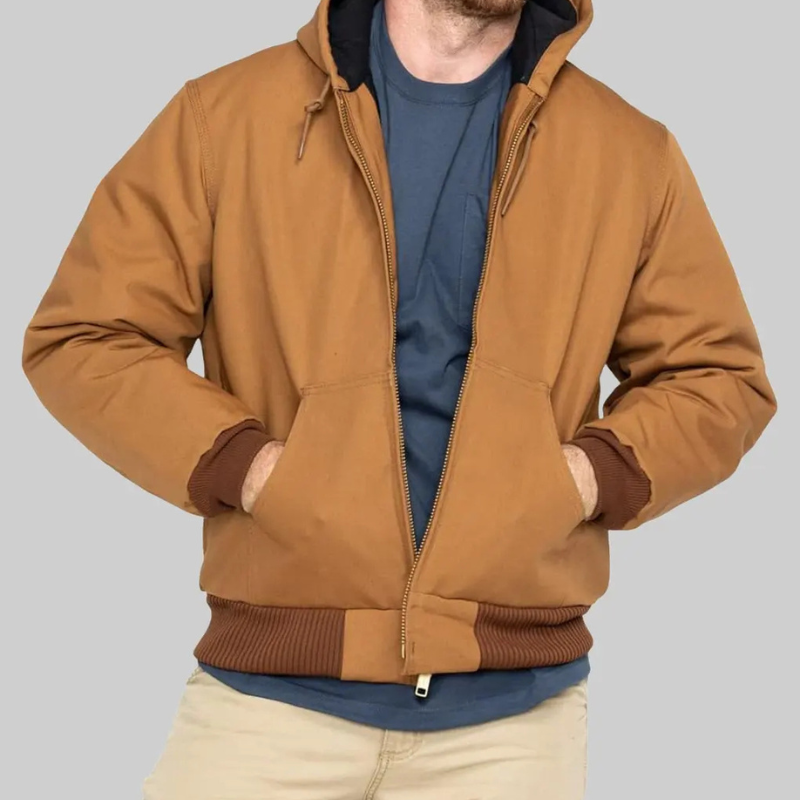 The-Running-Man-Glen-Powell-Brown-Bomber-Jacket-2 The Running Man Glen Powell Brown Bomber Jacket - Image 1