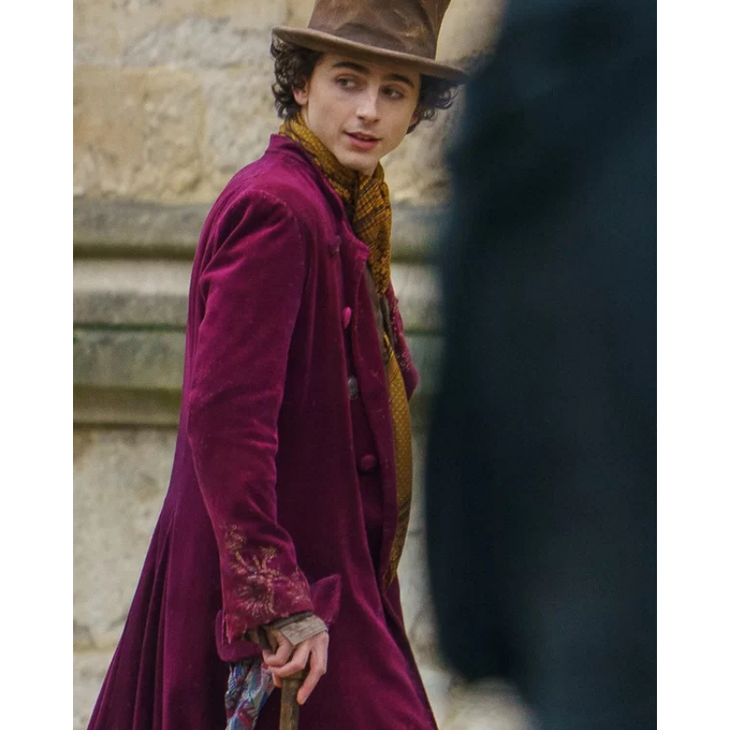 Timothee-Chalamet-Willy-Wonka-Velvet-Coat Timothée Chalamet Willy Wonka Velvet Coat - Image 1