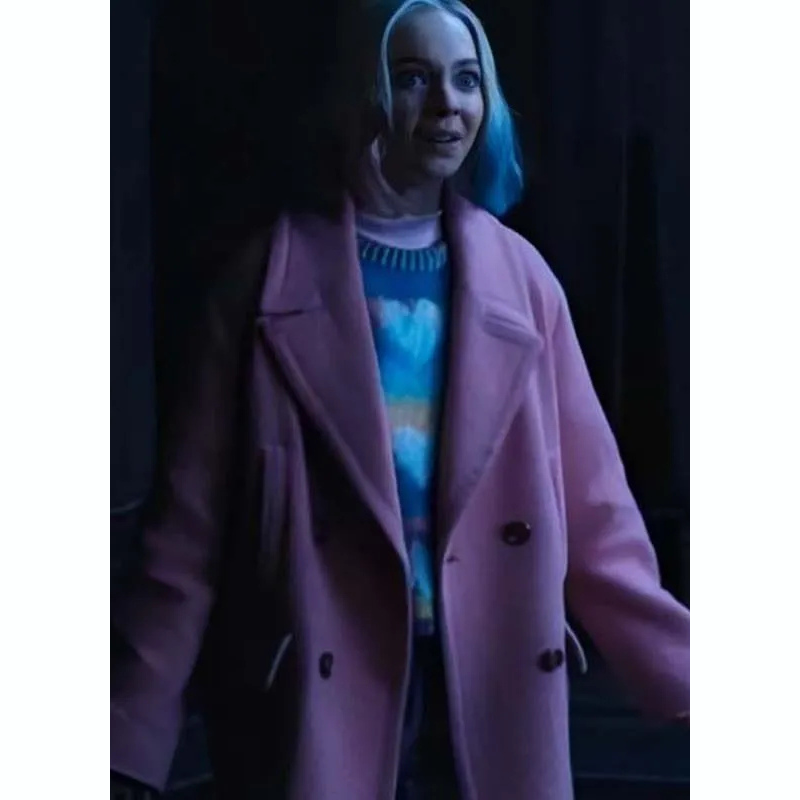 Wednesday-Emma-Myers-Pink-Wool-Coat Wednesday Enid Sinclair Pink Coat - Image 1