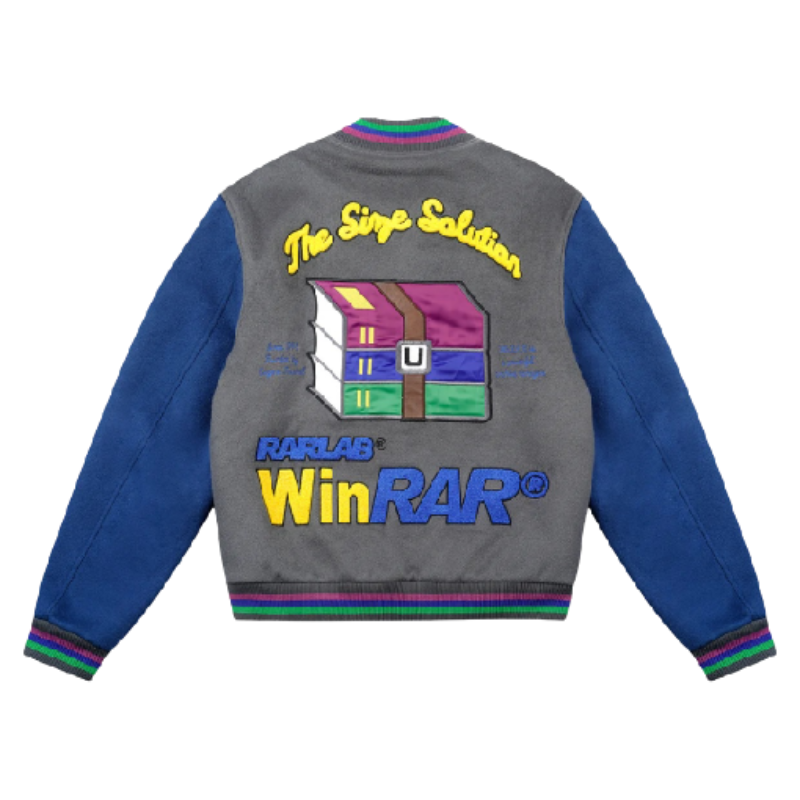 Winrar-Varsity-Grey-Blue-Jacket Winrar Varsity Jacket - Image 1