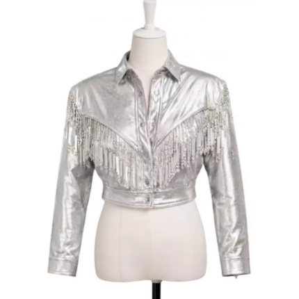 Dolly Parton White Fringe Jacket front