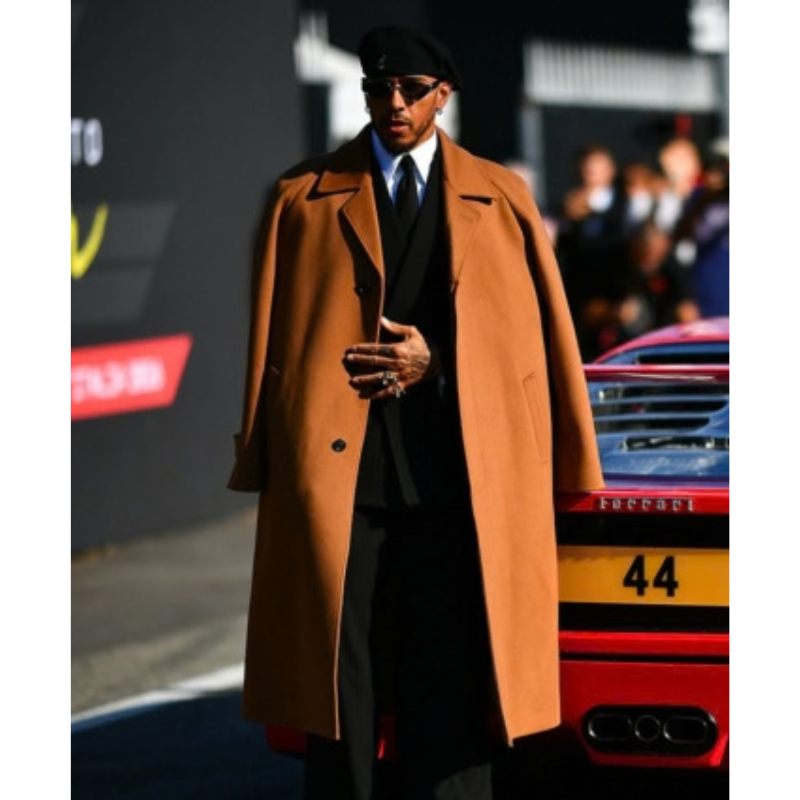 2026-Grand-Prix-Lewis-Hamilton-Brown-Coat-350x425 2026 Grand Prix Lewis Hamilton Brown Coat - Image 1