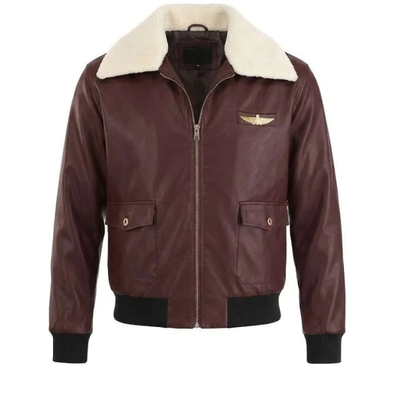 Adult-WW2-Pilot-Costume-Leather-Jacket WW2 Pilot Bomber Leather Jacket - Image 1