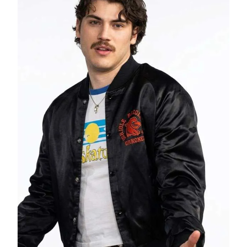 Adults-2026-Paul-Baker-Black-Satin-Bomber-Jacket Paul Baker Adults S02 Black Bomber Jacket - Image 1