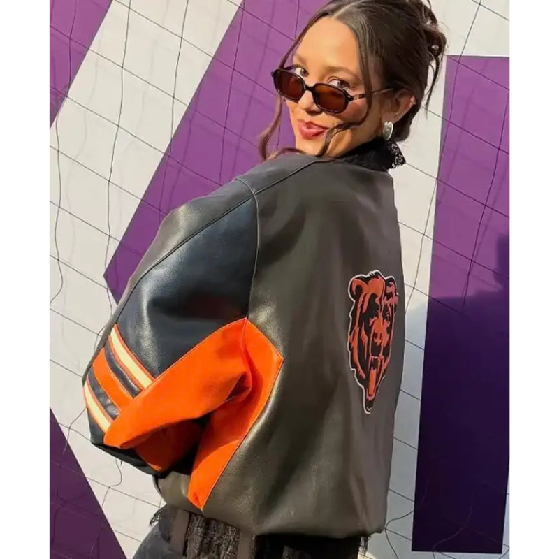 Alannah-Davidson-Chicago-Bears-Leather-Jacket-Back Alannah Davidson Chicago Bears Leather Jacket - Image 1