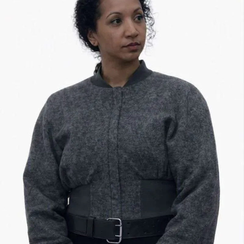 Alexandria-Riley-Silo-2026-Grey-Wool-Bomber-Jacket Silo S03 Alexandria Riley Grey Bomber Jacket - Image 1