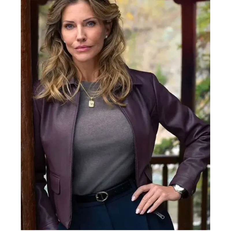 Anna-Pigeon-Tracy-Spiridakos-Burgundy-Jacket Anna Pigeon Tracy Spiridakos Burgundy Jacket - Image 1