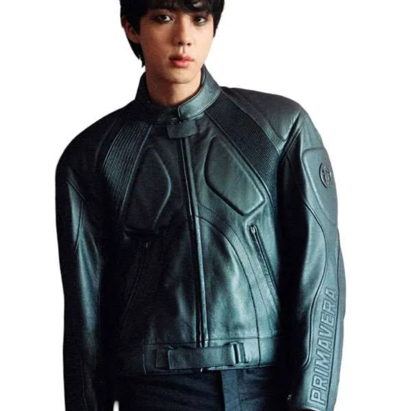 BTS-Singer-Jin-Black-Primavera-Leather-Jacket BTS Jin Black Moto Leather Jacket - Image 1