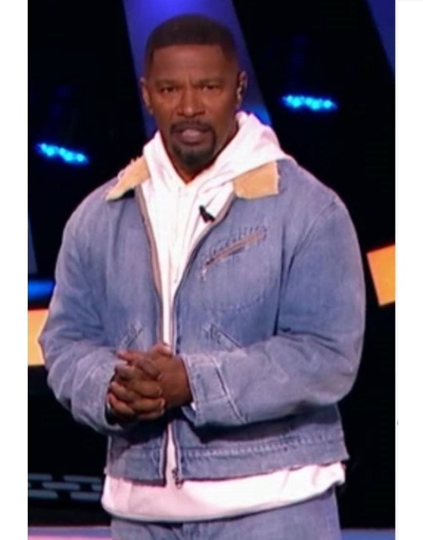 Beat-Shazam-Jamie-Foxx-Denim-Bomber-Jacket-2 Beat Shazam Jamie Foxx Corduroy Collar Denim Zip Jacket - Image 1