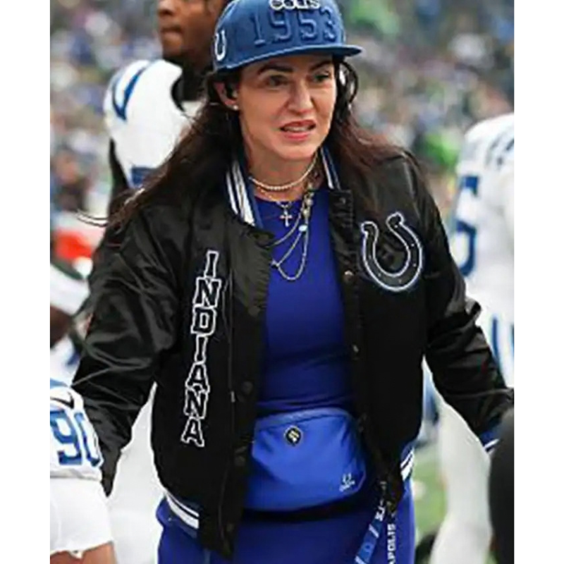 Carlie-Irsay-Gordon-Indianapolis-Colts-Bomber-Jacket-Front Carlie Irsay-Gordon Indianapolis Colts Bomber Jacket - Image 1
