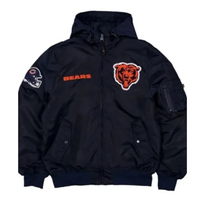 Chicago-Bears-Historic-L-2B-Hooded-Bomber-Jacket-350x425 Chicago Bears Historic L-2B Hooded Bomber Jacket - Image 1