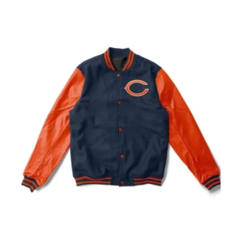 Chicago-Bears-Orange-Blue-Letterman-Jacket-back-350x425 Chicago Bears Orange-Blue Letterman Jacket - Image 1