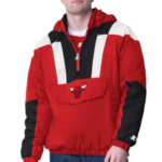 Chicago Bulls Red And Black Charger Half-zip Pullover Jacket